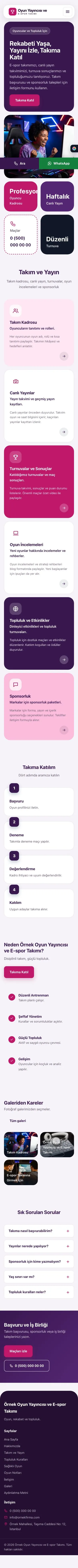 Mozaik Mor Pembe – Oyun Yayıncısı ve E-spor Takımı Web Sitesi mobil görünümü