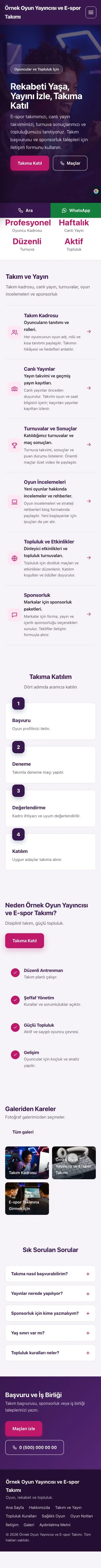 Sol Menü Mor Pembe – Oyun Yayıncısı ve E-spor Takımı Web Sitesi mobil görünümü