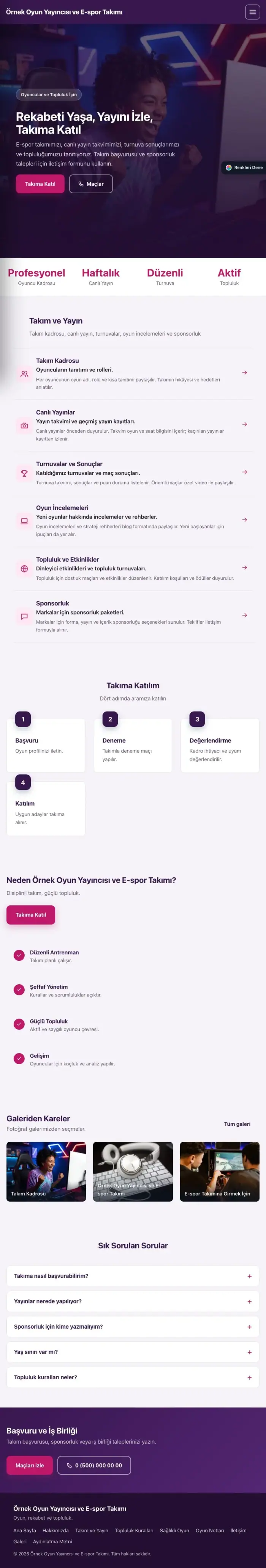 Sol Menü Mor Pembe – Oyun Yayıncısı ve E-spor Takımı Web Sitesi tablet görünümü