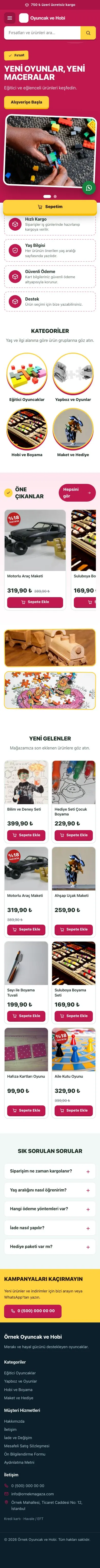 Kampanya Yeşil Pembe – Oyuncak ve Hobi Mağazası E-ticaret Sitesi mobil görünümü