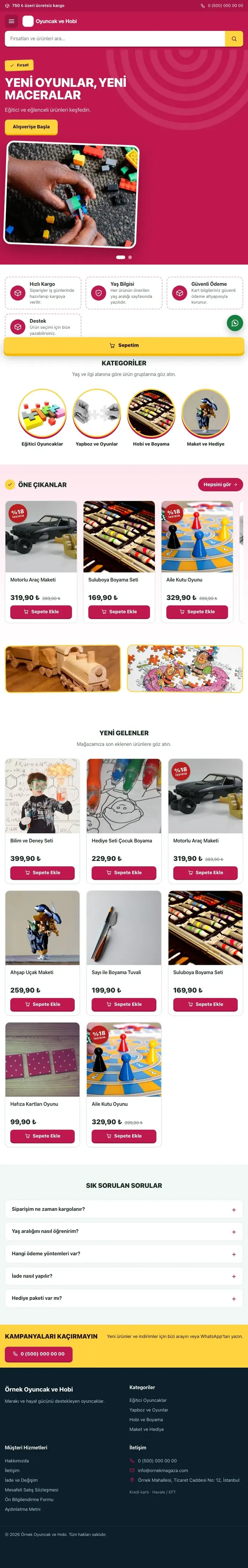 Kampanya Yeşil Pembe – Oyuncak ve Hobi Mağazası E-ticaret Sitesi tablet görünümü