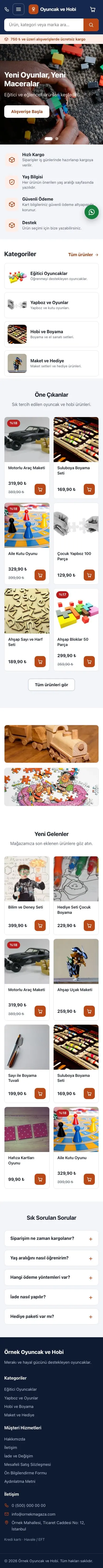 Market Mavi Turuncu – Oyuncak ve Hobi Mağazası E-ticaret Sitesi mobil görünümü