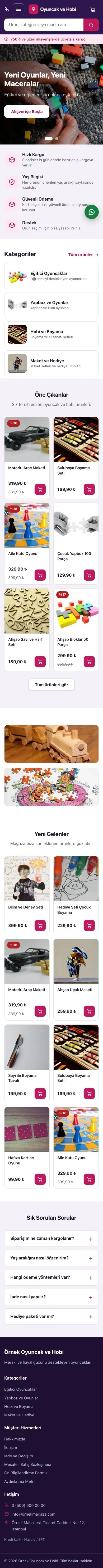 Market Mor Pembe – Oyuncak ve Hobi Mağazası E-ticaret Sitesi mobil görünümü