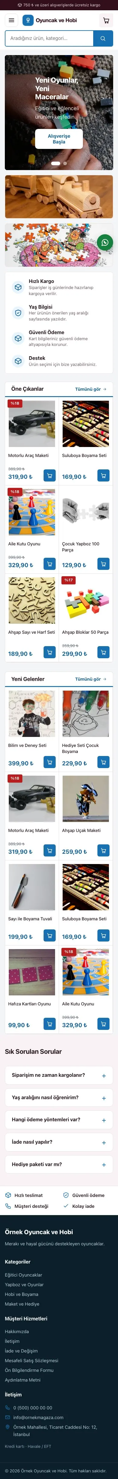 Pazar Yeri Bordo Mavi – Oyuncak ve Hobi Mağazası E-ticaret Sitesi mobil görünümü