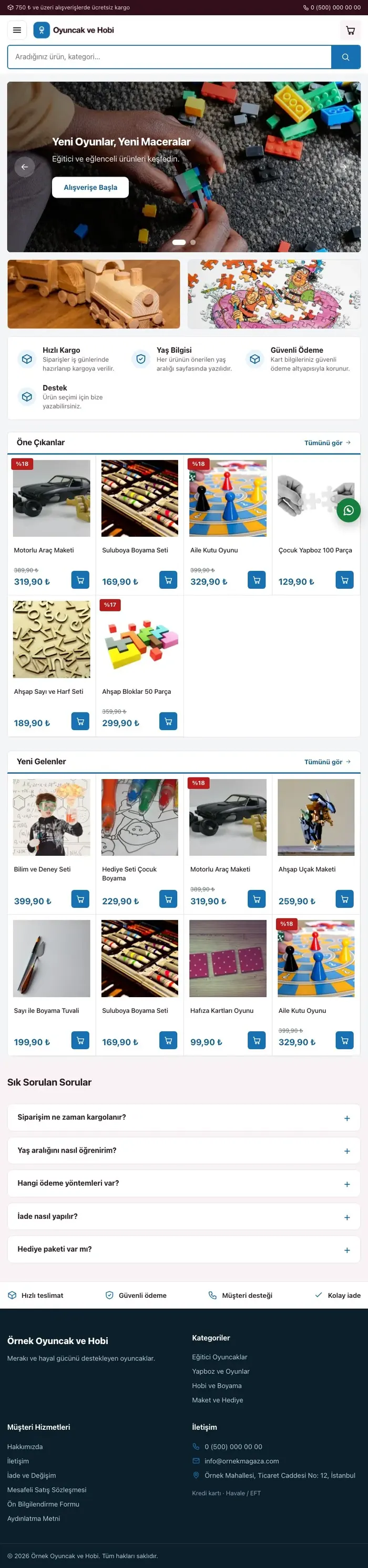 Pazar Yeri Bordo Mavi – Oyuncak ve Hobi Mağazası E-ticaret Sitesi tablet görünümü