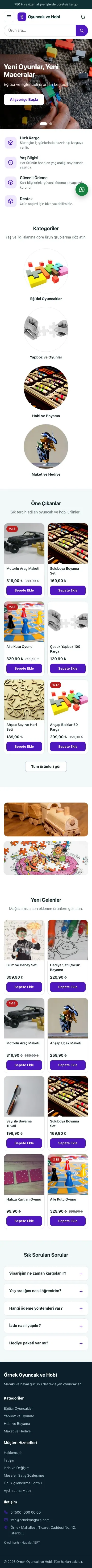 Vitrin Petrol Mor – Oyuncak ve Hobi Mağazası E-ticaret Sitesi mobil görünümü