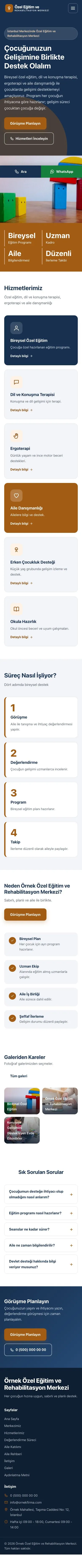 Blok Mavi Turuncu – Özel Eğitim ve Rehabilitasyon Merkezi Web Sitesi mobil görünümü