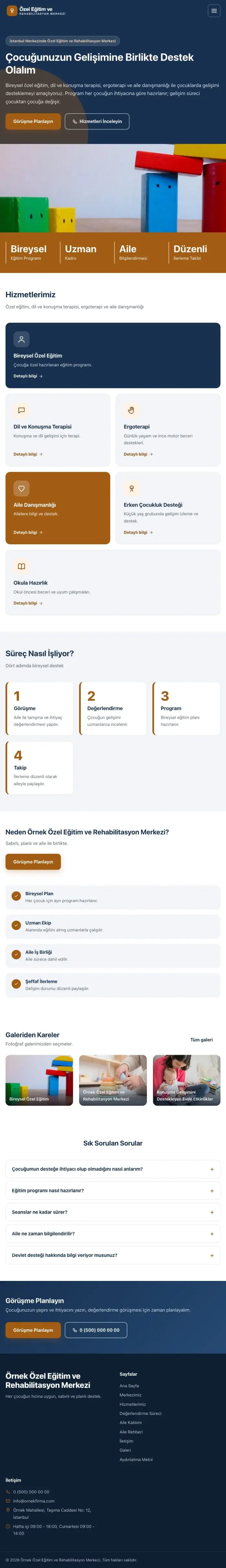 Blok Mavi Turuncu – Özel Eğitim ve Rehabilitasyon Merkezi Web Sitesi tablet görünümü
