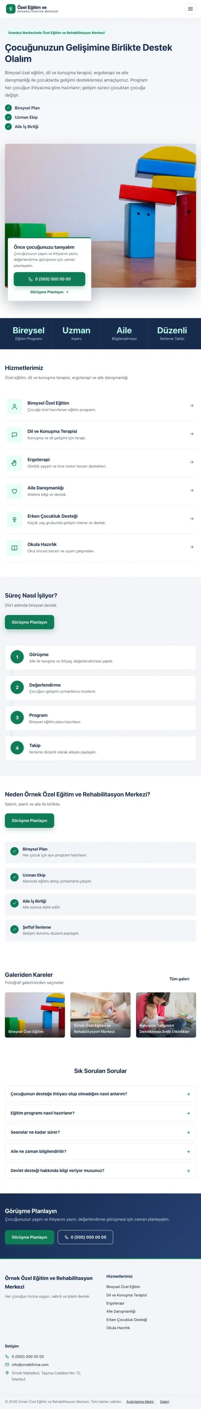 Bölünmüş Mavi Turkuaz II – Özel Eğitim ve Rehabilitasyon Merkezi Web Sitesi tablet görünümü