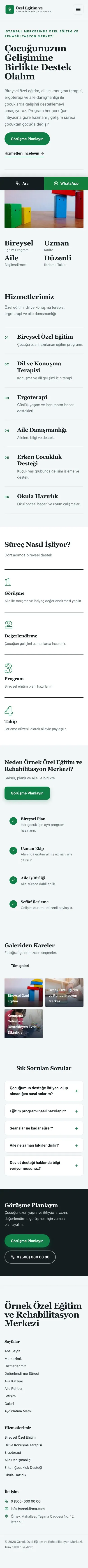 Dergi Editoryal Petrol Yeşil – Özel Eğitim ve Rehabilitasyon Merkezi Web Sitesi mobil görünümü