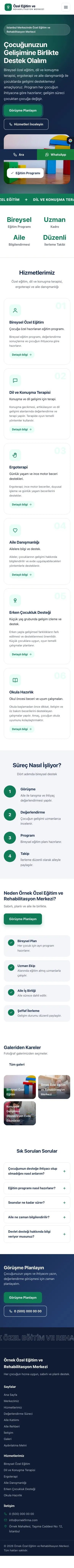 Hareketli Mavi Turkuaz – Özel Eğitim ve Rehabilitasyon Merkezi Web Sitesi mobil görünümü