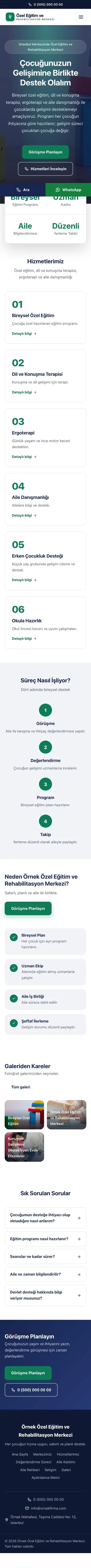 Merkez Lacivert Turkuaz – Özel Eğitim ve Rehabilitasyon Merkezi Web Sitesi mobil görünümü