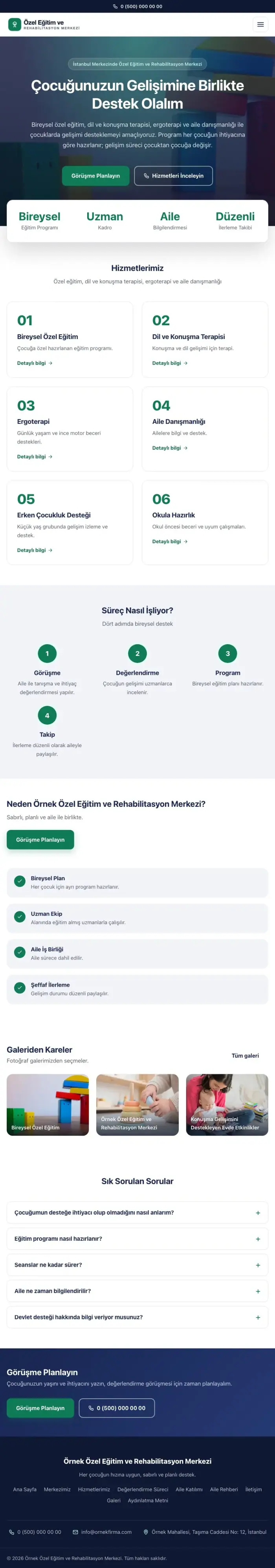 Merkez Lacivert Turkuaz – Özel Eğitim ve Rehabilitasyon Merkezi Web Sitesi tablet görünümü
