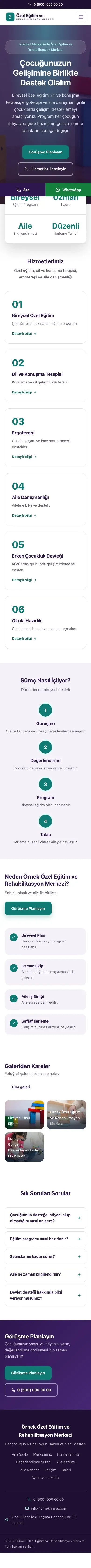 Merkez Mor Turkuaz – Özel Eğitim ve Rehabilitasyon Merkezi Web Sitesi mobil görünümü