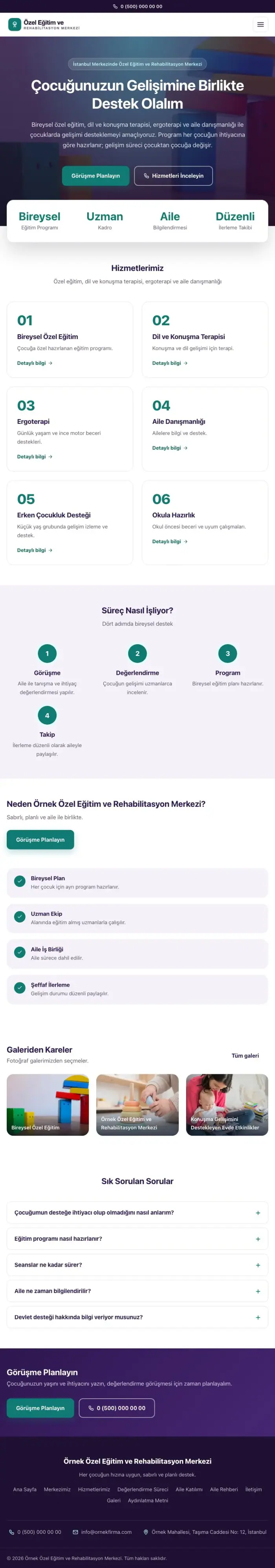 Merkez Mor Turkuaz – Özel Eğitim ve Rehabilitasyon Merkezi Web Sitesi tablet görünümü