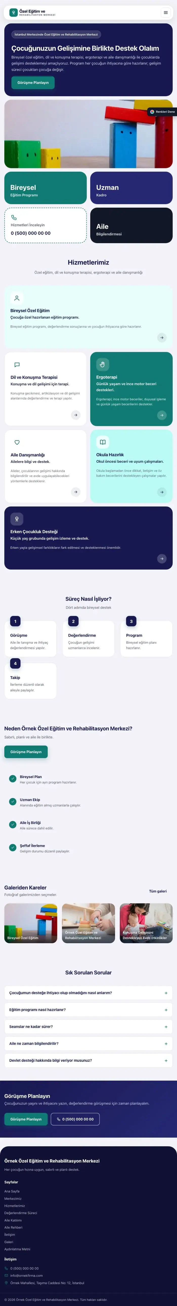 Mozaik Lacivert Turkuaz – Özel Eğitim ve Rehabilitasyon Merkezi Web Sitesi tablet görünümü