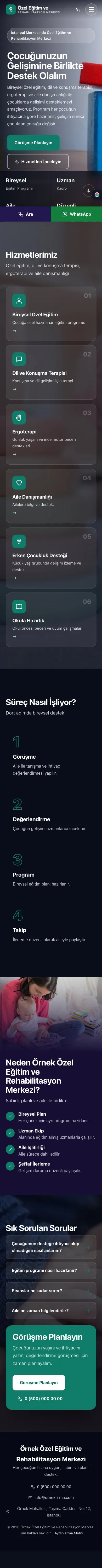 Tam Ekran Lacivert Turkuaz – Özel Eğitim ve Rehabilitasyon Merkezi Web Sitesi mobil görünümü