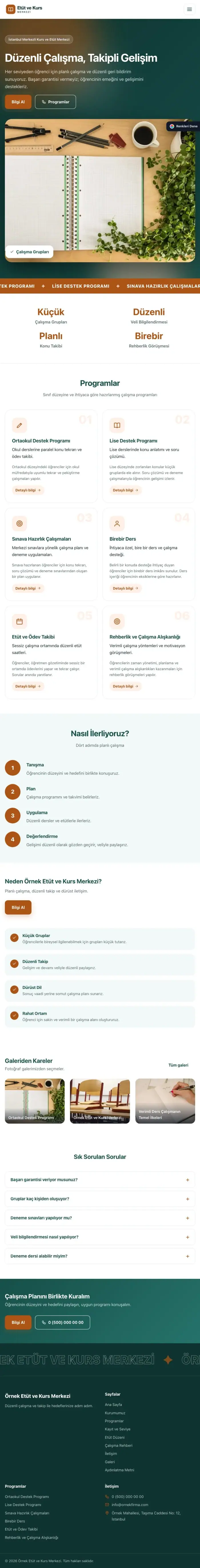Hareketli Petrol Turuncu – Özel Kurs ve Dershane Web Sitesi tablet görünümü