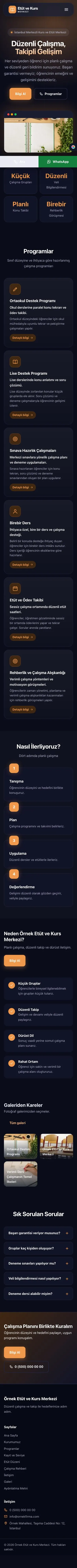 Koyu Modern Lacivert Turuncu – Özel Kurs ve Dershane Web Sitesi mobil görünümü