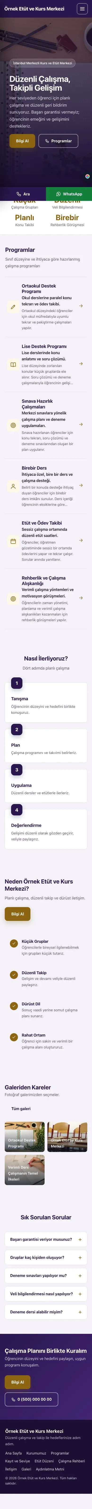 Sol Menü Mor Amber – Özel Kurs ve Dershane Web Sitesi mobil görünümü