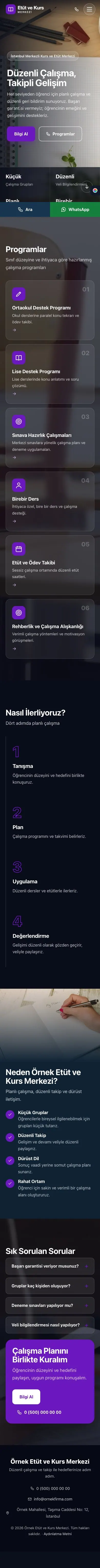 Tam Ekran Mavi Mor – Özel Kurs ve Dershane Web Sitesi mobil görünümü