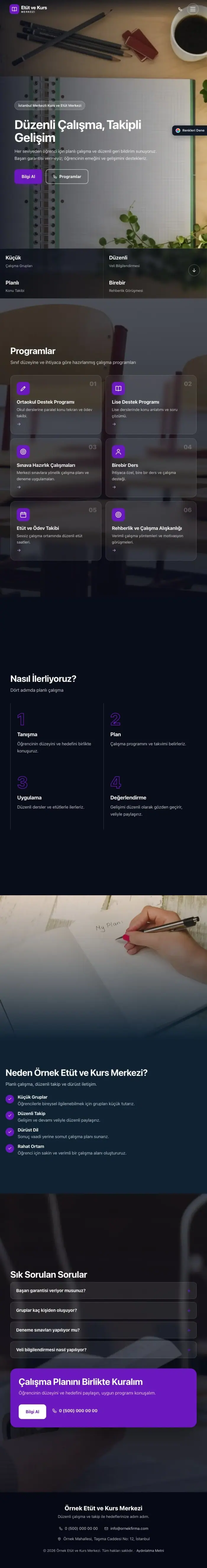 Tam Ekran Mavi Mor – Özel Kurs ve Dershane Web Sitesi tablet görünümü