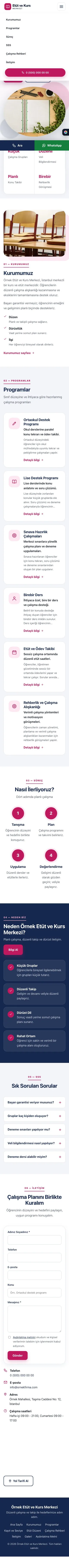 Tek Sayfa Mavi Pembe – Özel Kurs ve Dershane Web Sitesi mobil görünümü