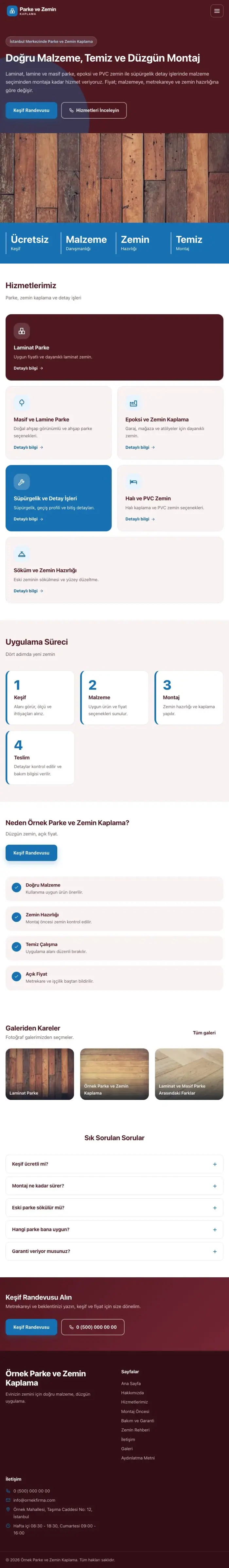 Blok Bordo Mavi – Parke ve Zemin Kaplama Web Sitesi tablet görünümü