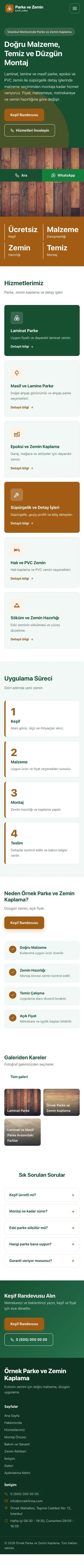 Blok Yeşil Turuncu – Parke ve Zemin Kaplama Web Sitesi mobil görünümü