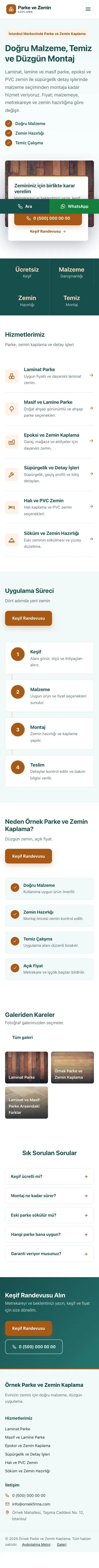 Bölünmüş Petrol Turuncu – Parke ve Zemin Kaplama Web Sitesi mobil görünümü