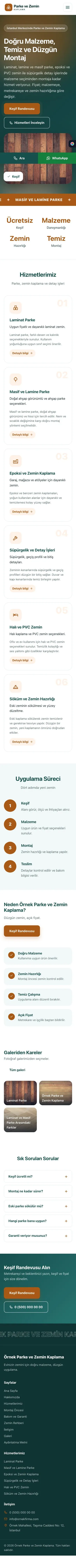 Hareketli Petrol Turuncu – Parke ve Zemin Kaplama Web Sitesi mobil görünümü