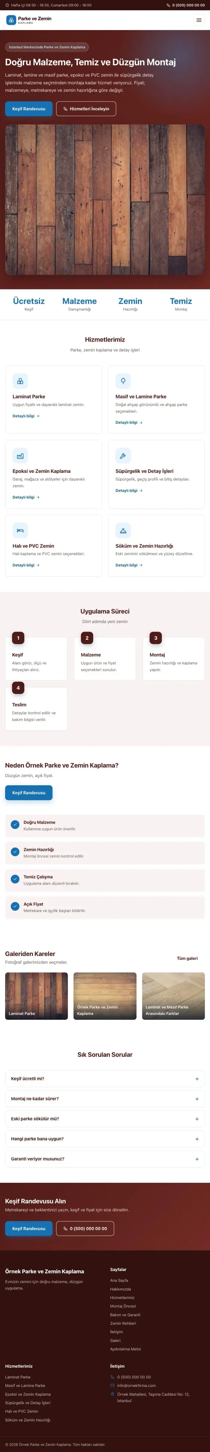 Klasik Bordo Mavi – Parke ve Zemin Kaplama Web Sitesi tablet görünümü