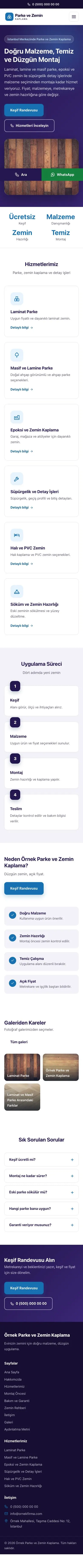 Klasik Lacivert Mavi – Parke ve Zemin Kaplama Web Sitesi mobil görünümü