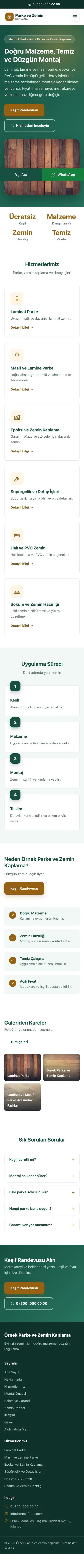 Klasik Petrol Turuncu – Parke ve Zemin Kaplama Web Sitesi mobil görünümü