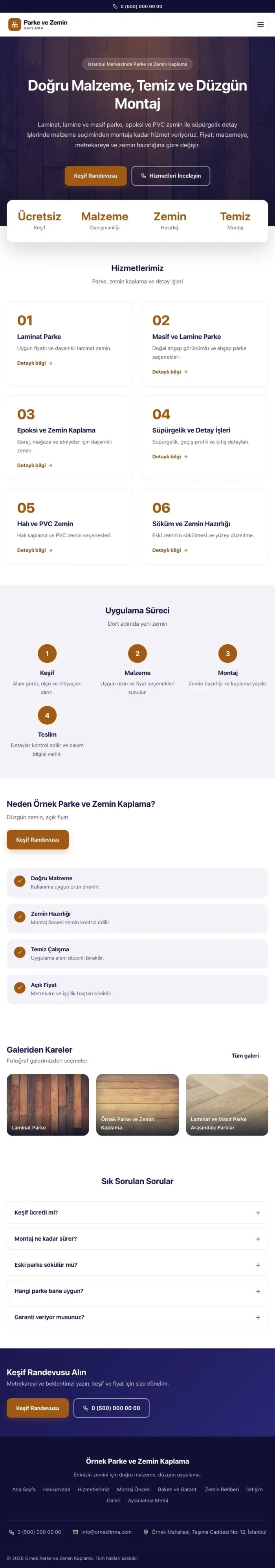 Merkez Lacivert Turuncu – Parke ve Zemin Kaplama Web Sitesi tablet görünümü