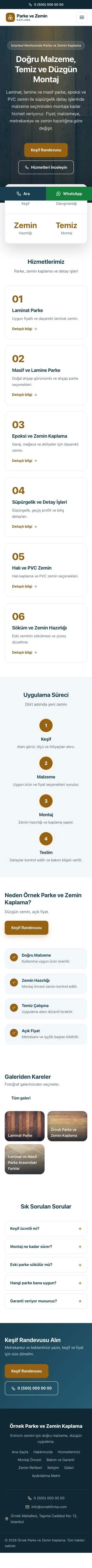 Merkez Mavi Turuncu – Parke ve Zemin Kaplama Web Sitesi mobil görünümü
