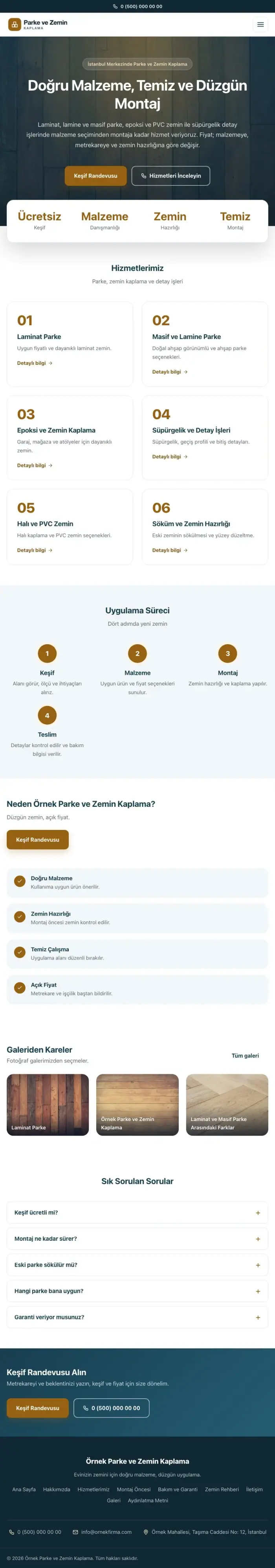 Merkez Mavi Turuncu – Parke ve Zemin Kaplama Web Sitesi tablet görünümü