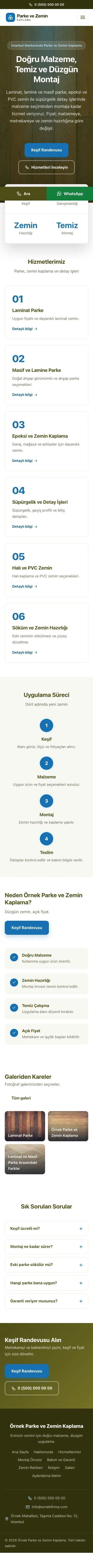 Merkez Zeytin Mavi – Parke ve Zemin Kaplama Web Sitesi mobil görünümü