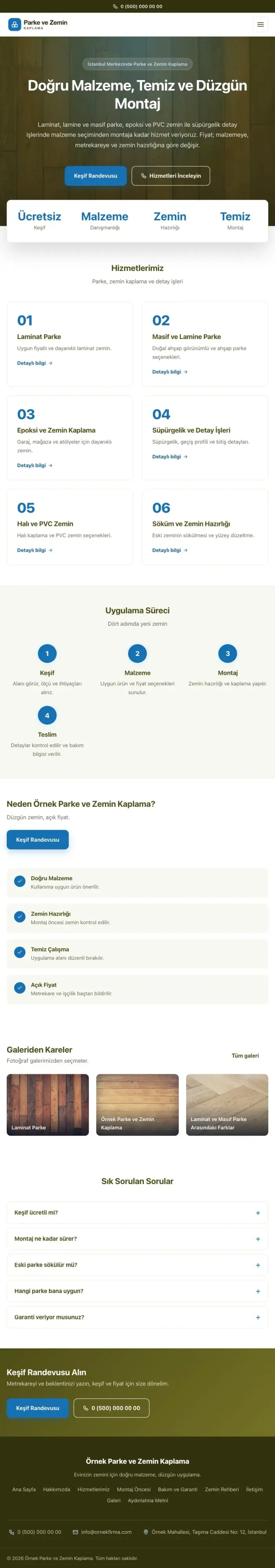 Merkez Zeytin Mavi – Parke ve Zemin Kaplama Web Sitesi tablet görünümü