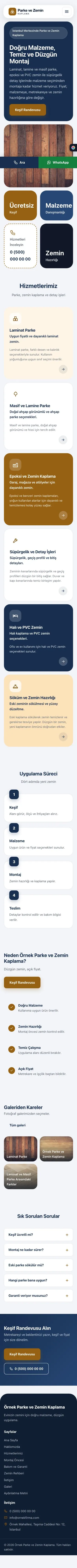 Mozaik Mavi Turuncu – Parke ve Zemin Kaplama Web Sitesi mobil görünümü