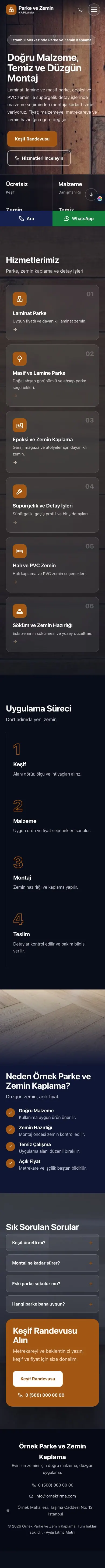 Tam Ekran Lacivert Turuncu – Parke ve Zemin Kaplama Web Sitesi mobil görünümü