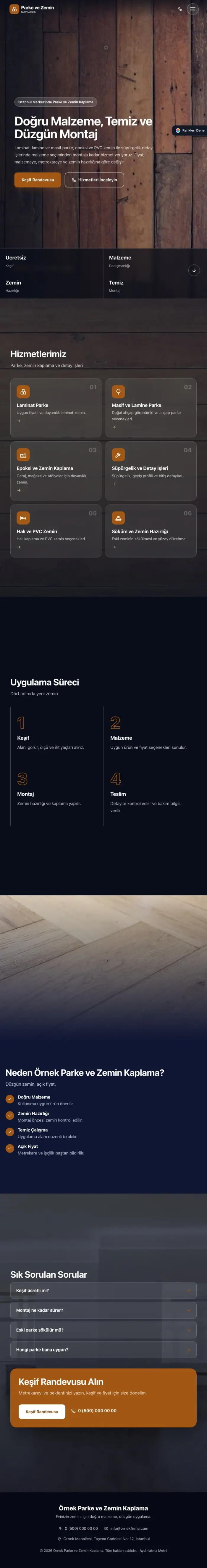 Tam Ekran Lacivert Turuncu – Parke ve Zemin Kaplama Web Sitesi tablet görünümü