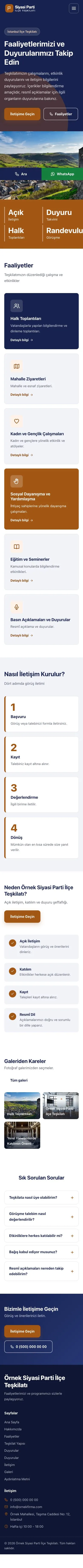 Blok Lacivert Turuncu – Parti ve Aday Web Sitesi mobil görünümü