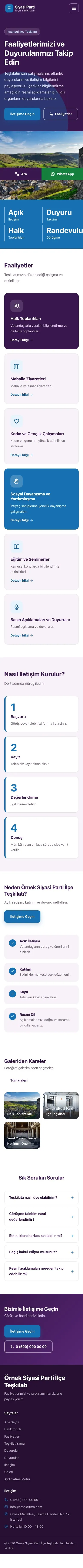 Blok Mor Mavi – Parti ve Aday Web Sitesi mobil görünümü