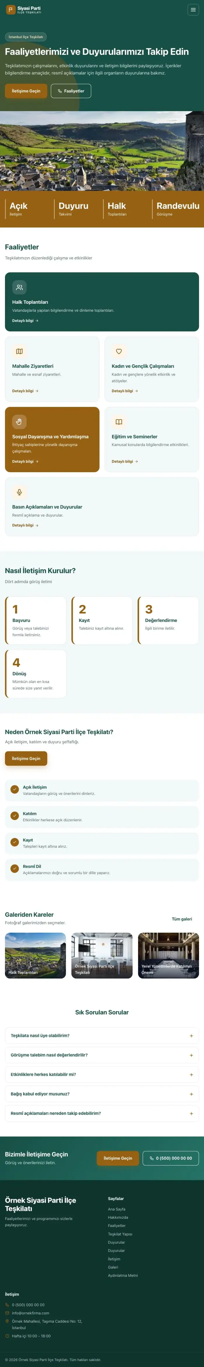 Blok Petrol Turuncu – Parti ve Aday Web Sitesi tablet görünümü