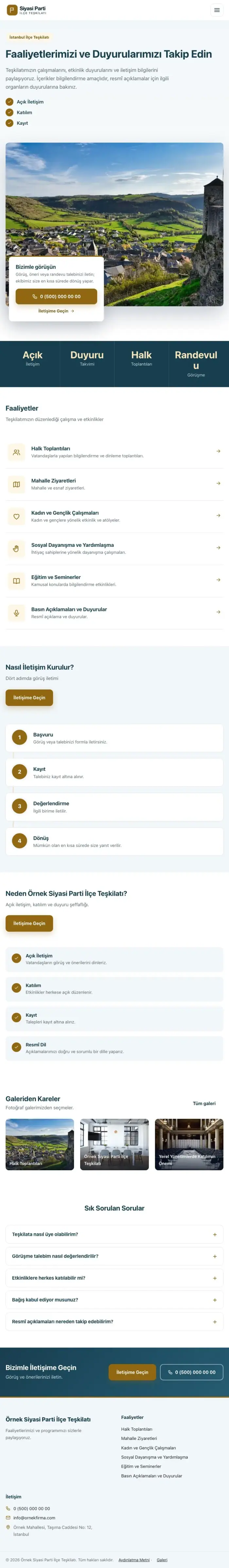 Bölünmüş Mavi Amber – Parti ve Aday Web Sitesi tablet görünümü