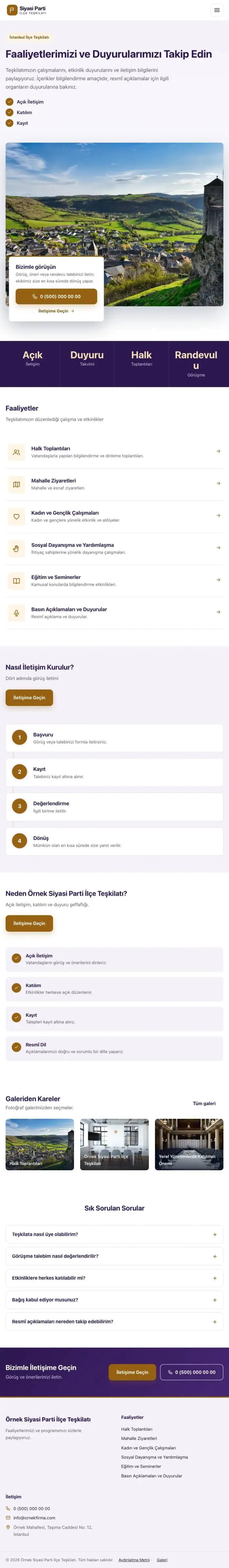 Bölünmüş Mor Turuncu – Parti ve Aday Web Sitesi tablet görünümü