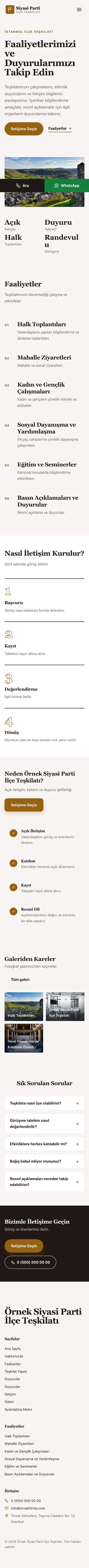 Editoryal Kahve Turuncu – Parti ve Aday Web Sitesi mobil görünümü