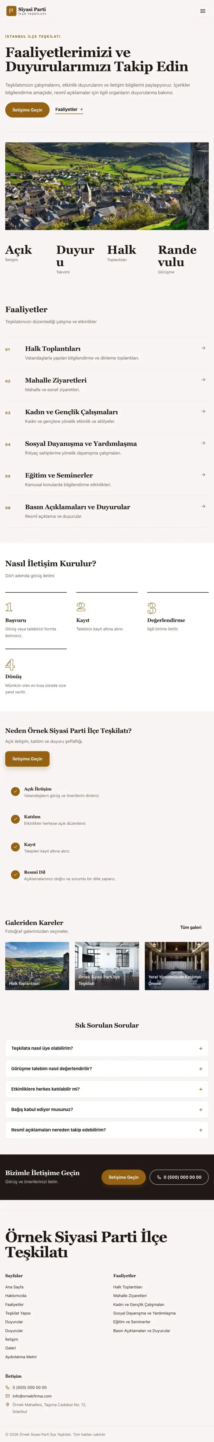 Editoryal Kahve Turuncu – Parti ve Aday Web Sitesi tablet görünümü