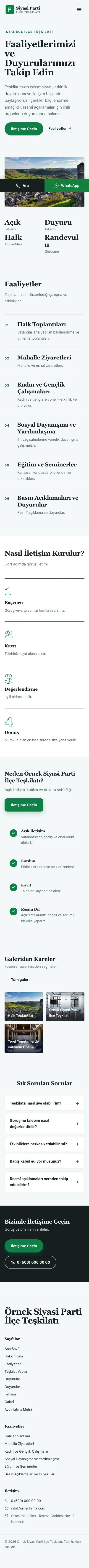Editoryal Petrol Yeşil – Parti ve Aday Web Sitesi mobil görünümü